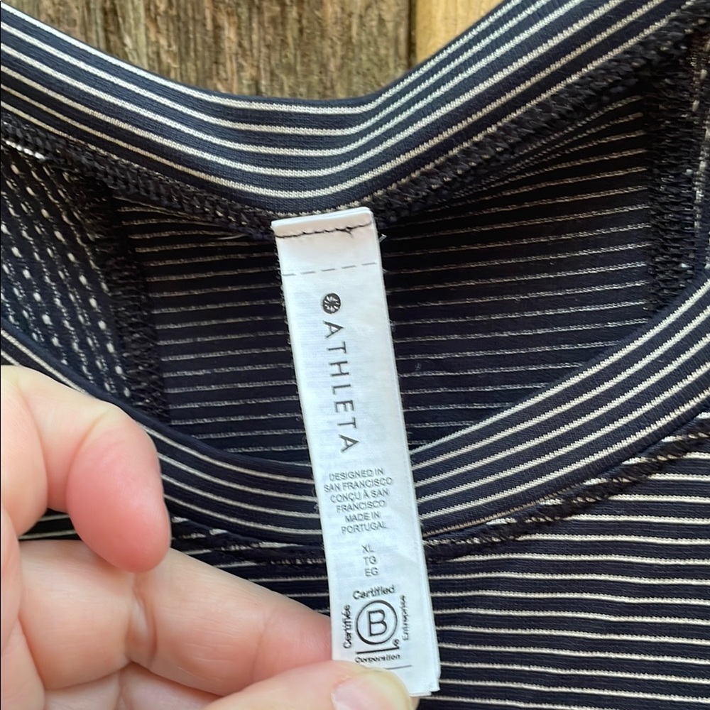 Athleta Black and White Striped Top